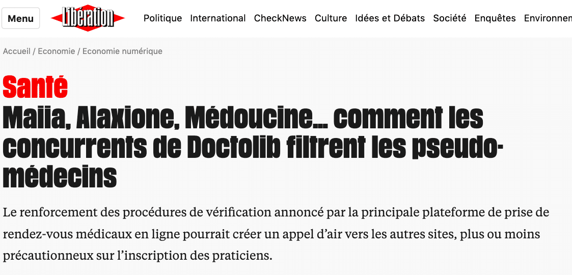 comment les concurrents de Doctolib filtrent les pseudo-médecins