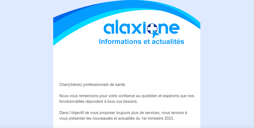 Newsletter information client Alaxione