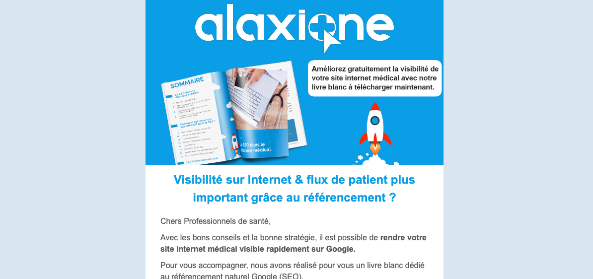 Newsletter votre activité médicale encore plus visible sur internet grâce à notre livre blanc SEO !