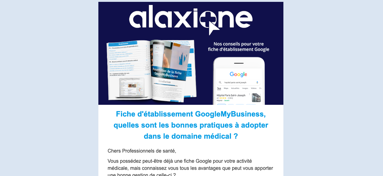 Newsletter votre fiche d'établissement Google